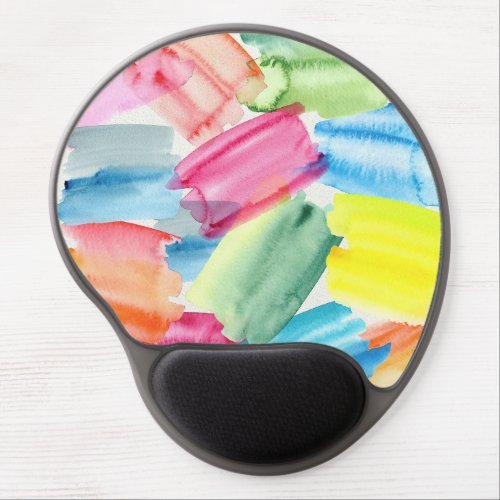 Colorful Watercolor Paint Swatches Abstract Art Gel Mouse Pad