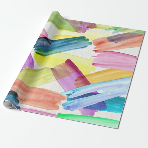Colorful Watercolor Paint Swatches Abstract Art Wrapping Paper