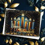 Colorful Watercolor Painting Hanukkah Menorah Foil Holiday Card<br><div class="desc">Colorful Watercolor Painting Hanukkah Menorah</div>