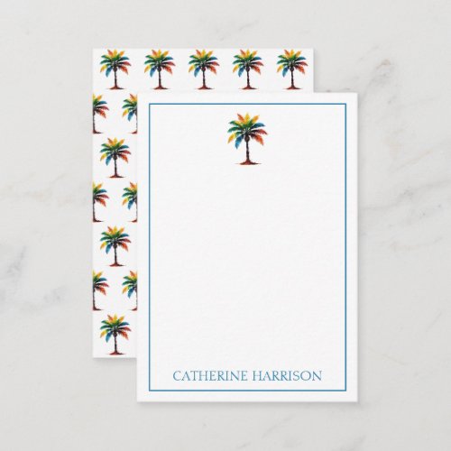 Colorful Watercolor Palm Tree Personalized Note Card