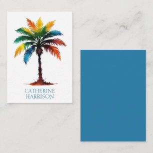 Colorful Watercolor Palm Tree Personalized Note Card