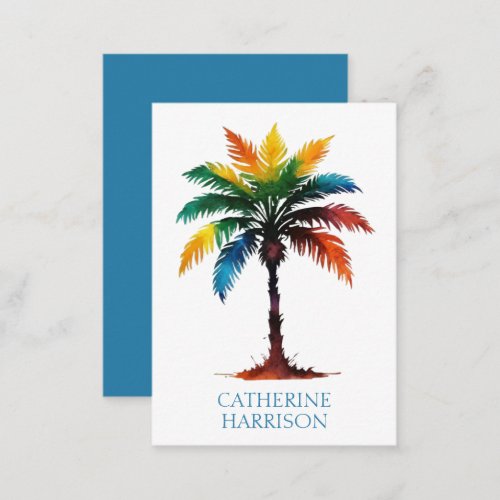 Colorful Watercolor Palm Tree Personalized Note Card