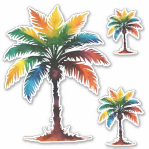 Colorful Watercolor Palm Trees Sticker