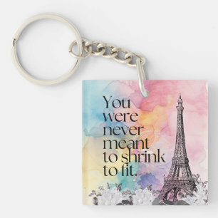 Colorful Watercolor Paris Eiffel Tower Quote Art Keychain