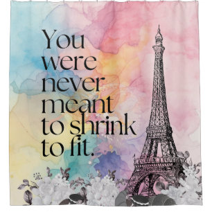 Colorful Watercolor Paris Eiffel Tower Quote Art Shower Curtain