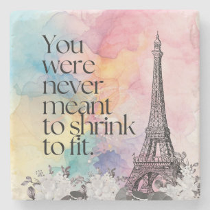 Colorful Watercolor Paris Eiffel Tower Quote Art Stone Coaster