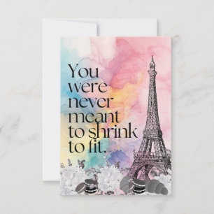 Colorful Watercolor Paris Eiffel Tower Quote Art Thank You Card