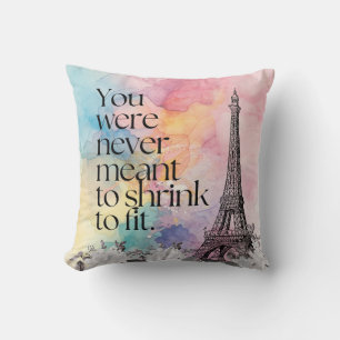Colorful Watercolor Paris Eiffel Tower Quote Art Throw Pillow