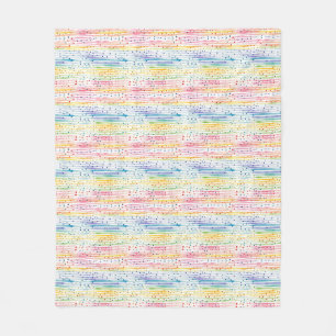 Colorful Watercolor Pattern with Dots and Stripes Fleece Blanket
