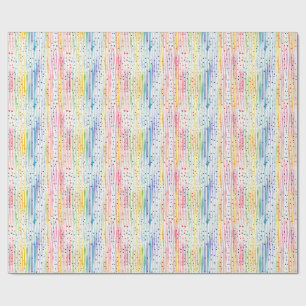 Colorful Watercolor Pattern with Dots and Stripes Wrapping Paper