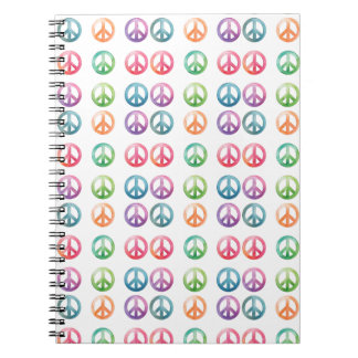 Colorful watercolor peace sign pattern hippie vibe notebook