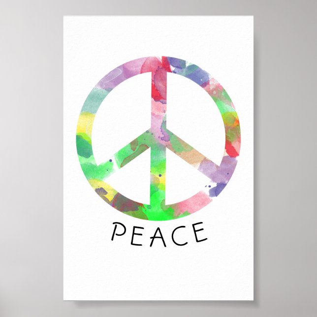 Colorful watercolor peace sign poster (Front)