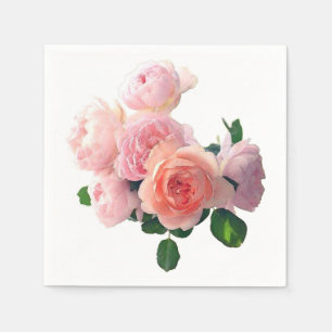 Colorful Watercolor Pink Roses Template Elegant Napkins