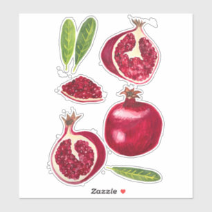 Colorful Watercolor Pomegranates Fall Fruity Sticker