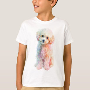 Colorful Watercolor Poodle Puppy Portrait Kids T-Shirt