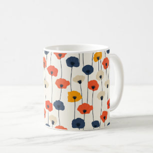 Colorful watercolor poppies pattern coffee mug