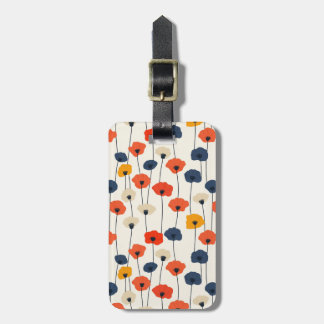 Colorful watercolor poppies pattern  luggage tag