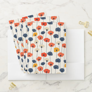 Colorful watercolor poppies pattern  pocket folder