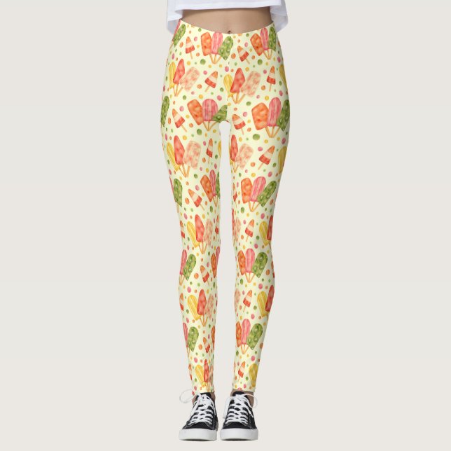 Colorful Watercolor Popsicles Leggings (Front)