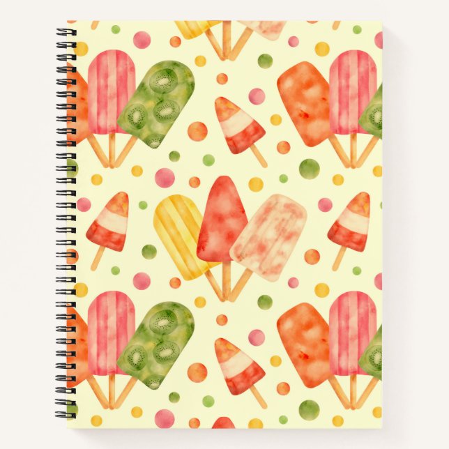 Colorful Watercolor Popsicles Notebook (Front)