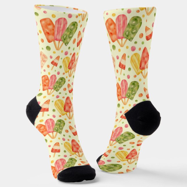 Colorful Watercolor Popsicles Socks (Angled)