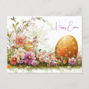 Colorful watercolor Postcard with spring flowers