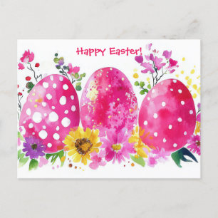 Colorful watercolor Postcard with spring flowers