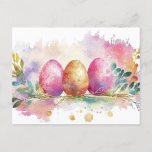 Colorful watercolor Postcard with spring flowers