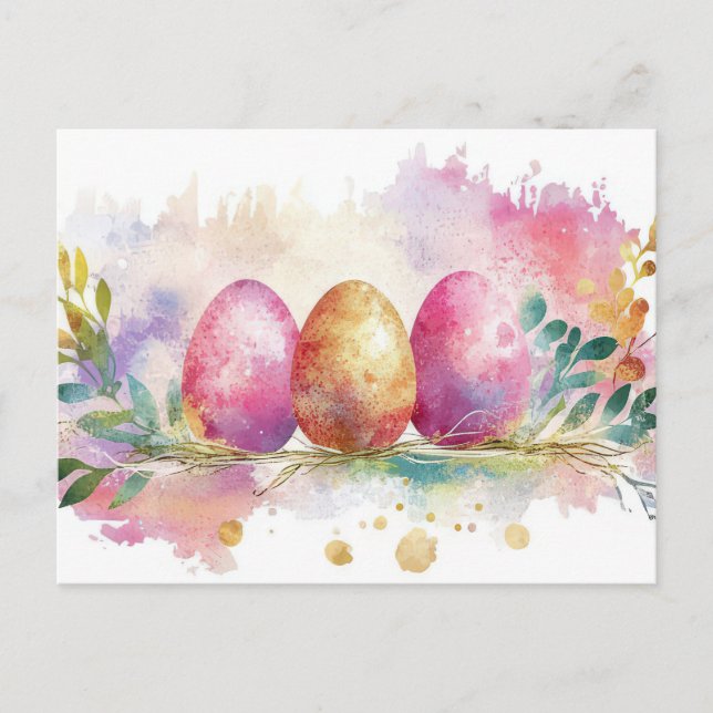 Colorful watercolor Postcard with spring flowers (Front)