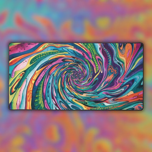 Colorful Watercolor Psychedelic Desk Mat