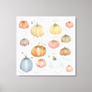 Colorful Watercolor Pumpkin Patch Canvas Print
