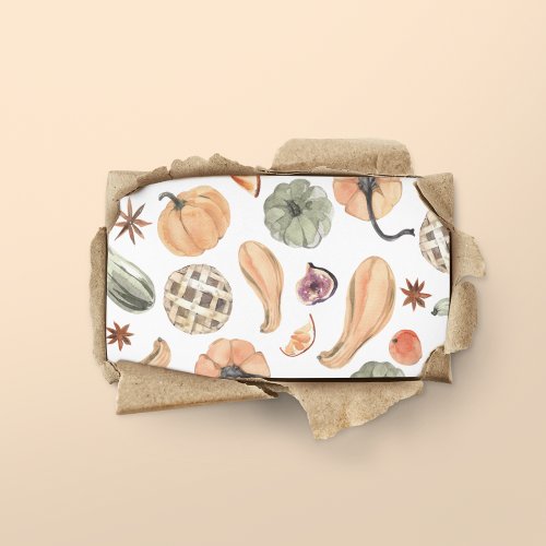 Colorful Watercolor Pumpkin Pattern  Autumn Vibes Business Card