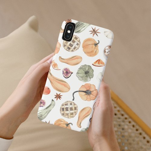 Colorful Watercolor Pumpkin Pattern  Autumn Vibes iPhone XS Max Case
