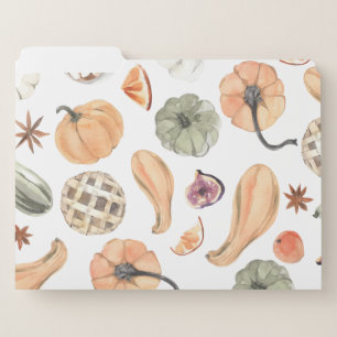 Colorful Watercolor Pumpkin Pattern   Autumn Vibes File Folder
