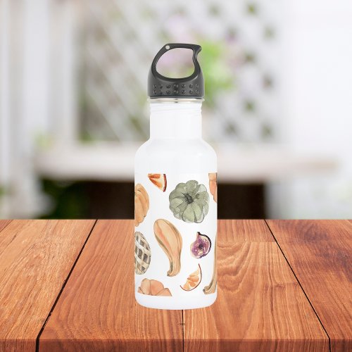 Colorful Watercolor Pumpkin Pattern  Autumn Vibes Stainless Steel Water Bottle