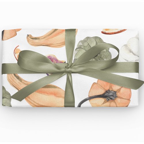 Colorful Watercolor Pumpkin Pattern  Autumn Vibes Wrapping Paper