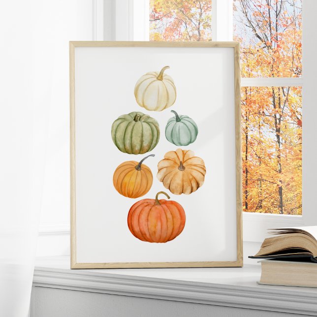 Colorful Watercolor Pumpkins Autumn Poster (Creator Uploaded)