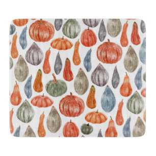 Colorful Watercolor Pumpkins Collection Cutting Board