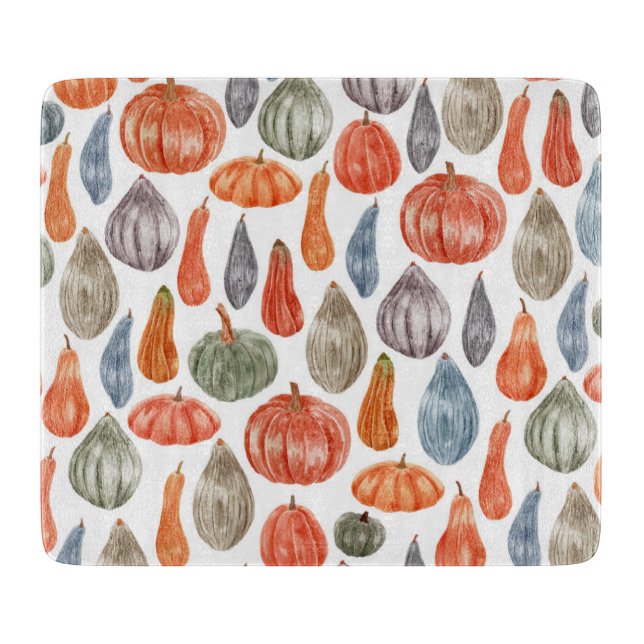 Colorful Watercolor Pumpkins Collection  Cutting Board (Front)