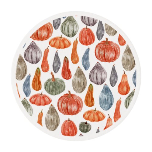 Colorful Watercolor Pumpkins Collection   Edible Frosting Rounds