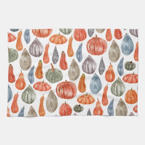 Colorful Watercolor Pumpkins Collection   Kitchen Towel