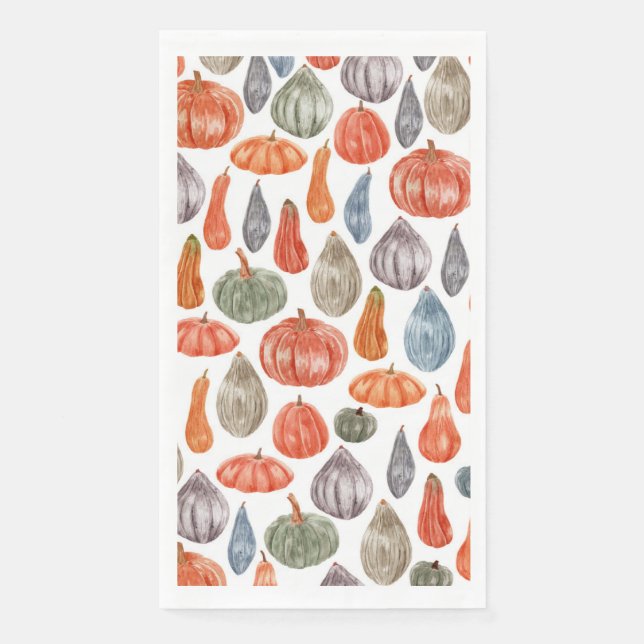 Colorful Watercolor Pumpkins Collection   Paper Guest Towels (Front)