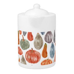 Colorful Watercolor Pumpkins Collection  Teapot