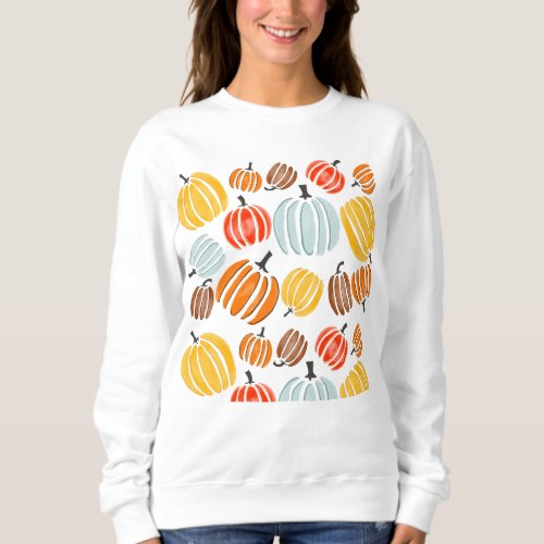 Colorful watercolor pumpkins illustration pumpkin sweatshirt