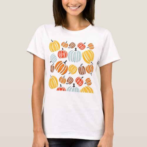 Colorful watercolor pumpkins illustration pumpkin T_Shirt