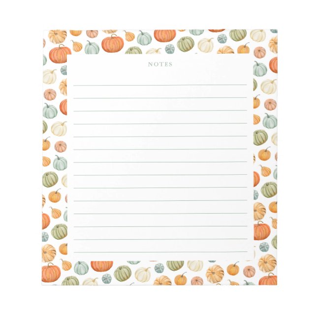 Colorful Watercolor Pumpkins Notepad (Front)