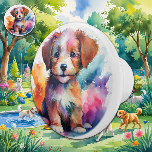 Colorful Watercolor Puppy - Cute Dog Design Ceramic Knob
