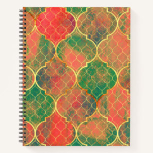Colorful Watercolor Quatrefoil Pattern Notebook