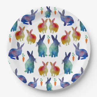 Colorful Watercolor rabbits