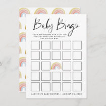 Colorful Watercolor Rainbow Baby Shower Bingo Card